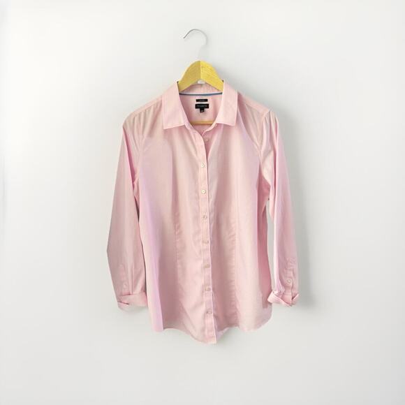 Talbots Blouse Women’s Size 10 Non Iron Cotton Long Sleeve Pink Button Down Top - Picture 1 of 10